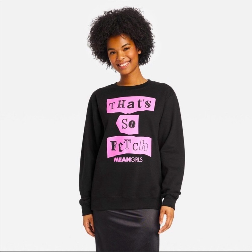 Mean Girls That's So Fetch Black Graphic Sweatshirt Women's Size Medium New